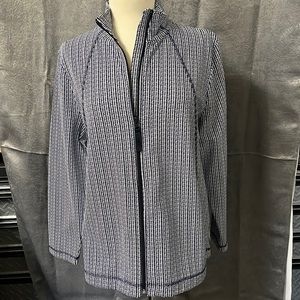 NWT T BY TALBOTS / navy blue and white zip up / PXL